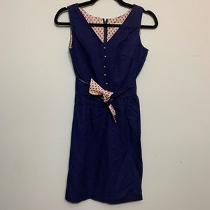 Vintage Gay Gibson ILGWU Navy Sheath Dress XS S Mod 60s 70s Belted